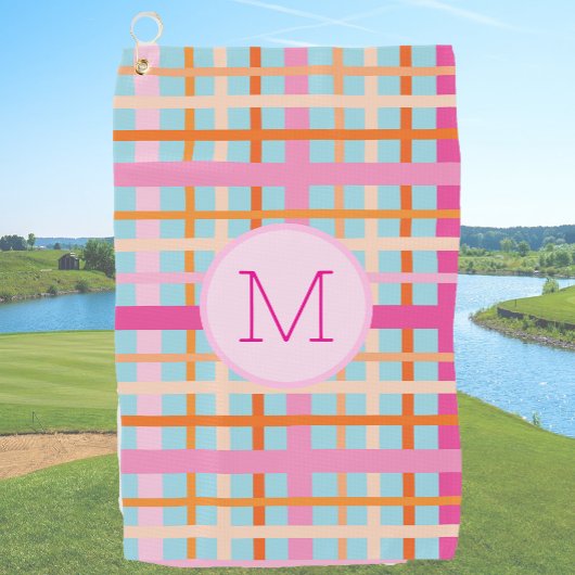 Lady Golfer Pink kariert Preppy Custom Ladys Golfhandtuch