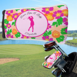 Lady Golfer Pink Orange Preppy Individuelle Name L Golf Headcover