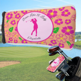 Lady Golfer Pink Orange Preppy Individuelle Name L Golf Headcover