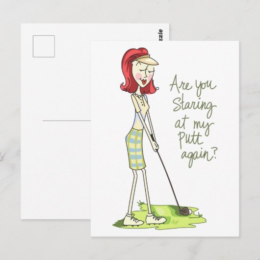 Lady Golfer Postkarte (Vorne/Hinten)