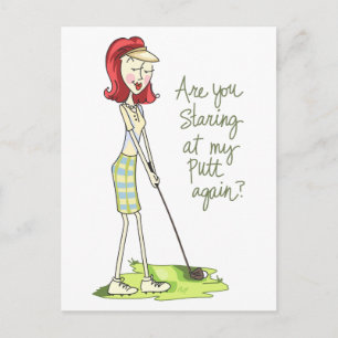 Lady Golfer Postkarte