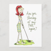 Lady Golfer Postkarte (Vorderseite)