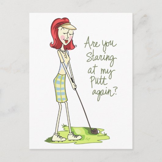 Lady Golfer Postkarte (Vorderseite)