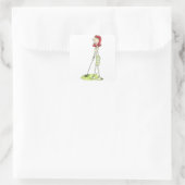 Lady Golfer Quadratischer Aufkleber (Tasche)