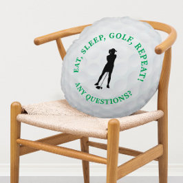 Lady Golfer Silhouette Niedlich Golf Ball Sport Ni Rundes Kissen