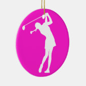 Lady Golfer Silhouette Ornament Rosa (Rechts)