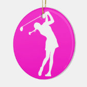 Lady Golfer Silhouette Ornament Rosa (Links)