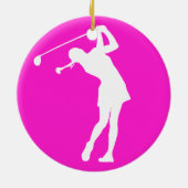 Lady Golfer Silhouette Ornament Rosa (Hinten)