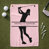 Lady Golfer Silhouette Personalized Monogram Golfhandtuch