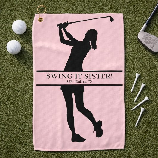 Lady Golfer Silhouette Personalized Monogram Golfhandtuch