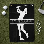 Lady Golfer Silhouette Personalized Monogram  Golfhandtuch