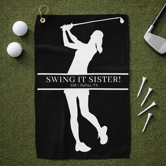 Lady Golfer Silhouette Personalized Monogram  Golfhandtuch
