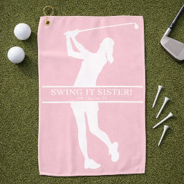 Lady Golfer Silhouette Personalized Monogram Golfhandtuch
