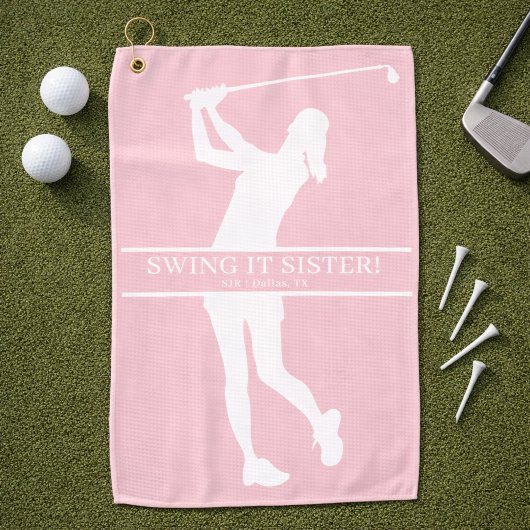 Lady Golfer Silhouette Personalized Monogram Golfhandtuch