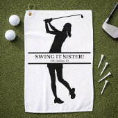 Lady Golfer Silhouette Personalized Monogram Golfhandtuch