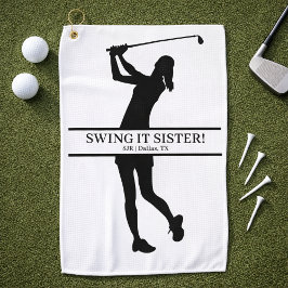 Lady Golfer Silhouette Personalized Monogram Golfhandtuch