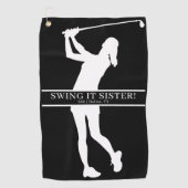 Lady Golfer Silhouette Personalized Monogram Golfhandtuch (Vorderseite)