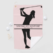 Lady Golfer Silhouette Personalized Monogram Golfhandtuch (Insitu)