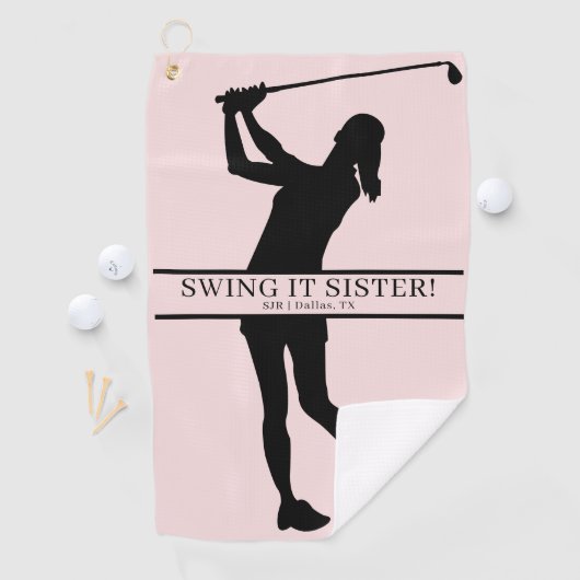 Lady Golfer Silhouette Personalized Monogram Golfhandtuch (Insitu)