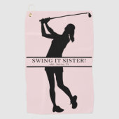 Lady Golfer Silhouette Personalized Monogram Golfhandtuch (Vorderseite)