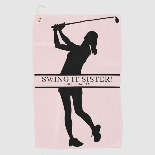 Lady Golfer Silhouette Personalized Monogram Golfhandtuch (Vorderseite)