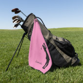 Lady Golfer Silhouette Schwarz Rosa Monogramm Golfhandtuch (Gras)