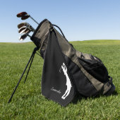 Lady Golfer Silhouette Schwarz-weiß Monogramm Golfhandtuch (Gras)