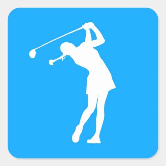 Lady Golfer Silhouette Sticker Blue (Vorderseite)