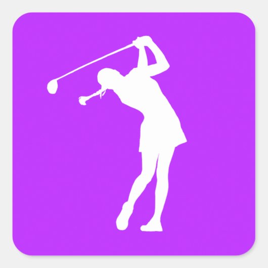Lady Golfer Silhouette Sticker Lila (Vorderseite)