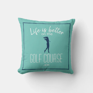 Lady Golfer Teal Golfplatz Zitat Monogrammiert Kissen