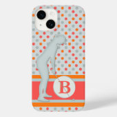 Lady Golfer Unique Polka dots Monogramm Case-Mate iPhone Hülle (Rückseite)