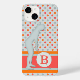 Lady Golfer Unique Polka dots Monogramm Case-Mate iPhone 14 Hülle