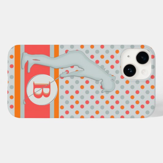 Lady Golfer Unique Polka dots Monogramm Case-Mate iPhone Hülle (Rückseite (Horizontal))