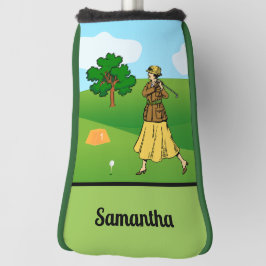 Lady Golfer Vorbereitung zum T-Shirt Golf Headcover