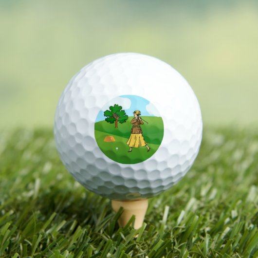 Lady Golfer Vorbereitung zum T-Shirt Golfball (Insitu T-Shirt)