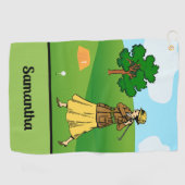 Lady Golfer Vorbereitung zum T-Shirt Golfhandtuch (Horizontal)