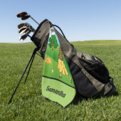 Lady Golfer Vorbereitung zum T-Shirt Golfhandtuch (Gras)