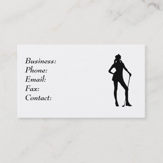 Lady Golfer White Business Card Vorlage Visitenkarte (Vorderseite)
