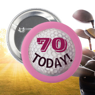 Lady Golfers Geburtstagsgolfball im Alter von 70 J Button