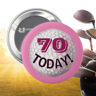 Lady Golfers Geburtstagsgolfball im Alter von 70 J Button