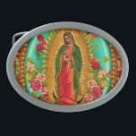 Lady Guadalupe Mexikanische St. Jungfrau Mary Ovale Gürtelschnalle<br><div class="desc">"Our Lady of Guadalupe" "Jungfrau Mary" Mexican Mexico "Native American" Katholik Bohemisch Boho Saint Goddess Christlich Indigenous Ethnic Hispanic Latina "Latin American" Spanische Kolonial Mayan Precolumbian Toltec Olmec "Nuestra Senora de Guadalupe" Catolica Espagnol Kitsch Southwest Vintag Souvenir Meine Mutter Jesus Gottesdienst Religion Weltraum Hippie-Weltfrieden</div>