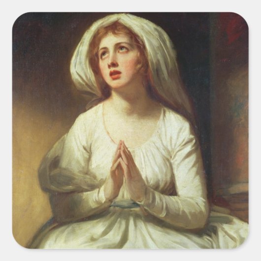Lady Hamilton Praying Quadratischer Aufkleber (Vorderseite)