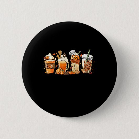 Lady Happy Fall Coffee Pumpkin Latte Erntedank Button (Vorderseite)
