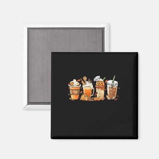 Lady Happy Fall Coffee Pumpkin Latte Erntedank Magnet (Vorderseite/Rückseite)