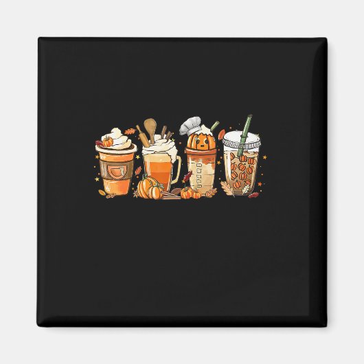 Lady Happy Fall Coffee Pumpkin Latte Erntedank Magnet (Vorne)