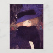 Lady Hat Feather Boa Gustav Klimt Postkarte (Vorderseite)