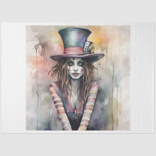 Lady Hatter Mad Hatter Dekoupage Paper Seidenpapier (Vorderseite)