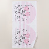 LADY HEAD LINE ART STRANDTUCH (Vorderseite)