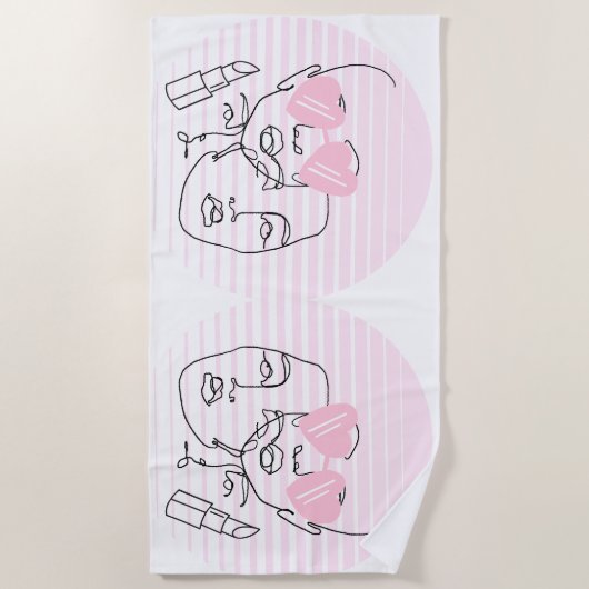 LADY HEAD LINE ART STRANDTUCH (Vorderseite)