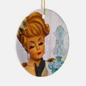 Lady Head Vase Blue Rose Parfüm Flaschenglam Keramik Ornament (Rechts)